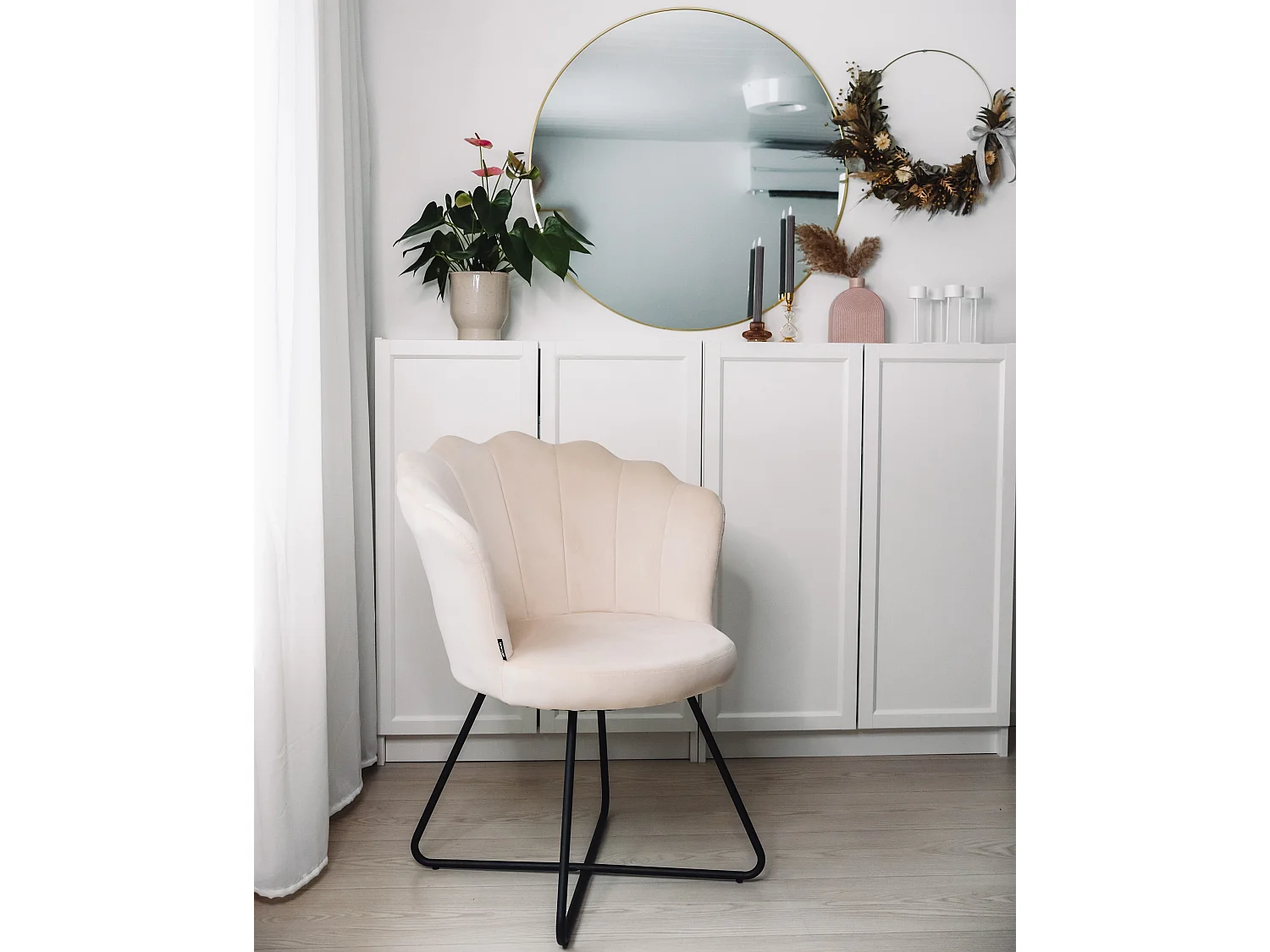 Fauteuil LOVELOCK Fluweel Gebroken wit