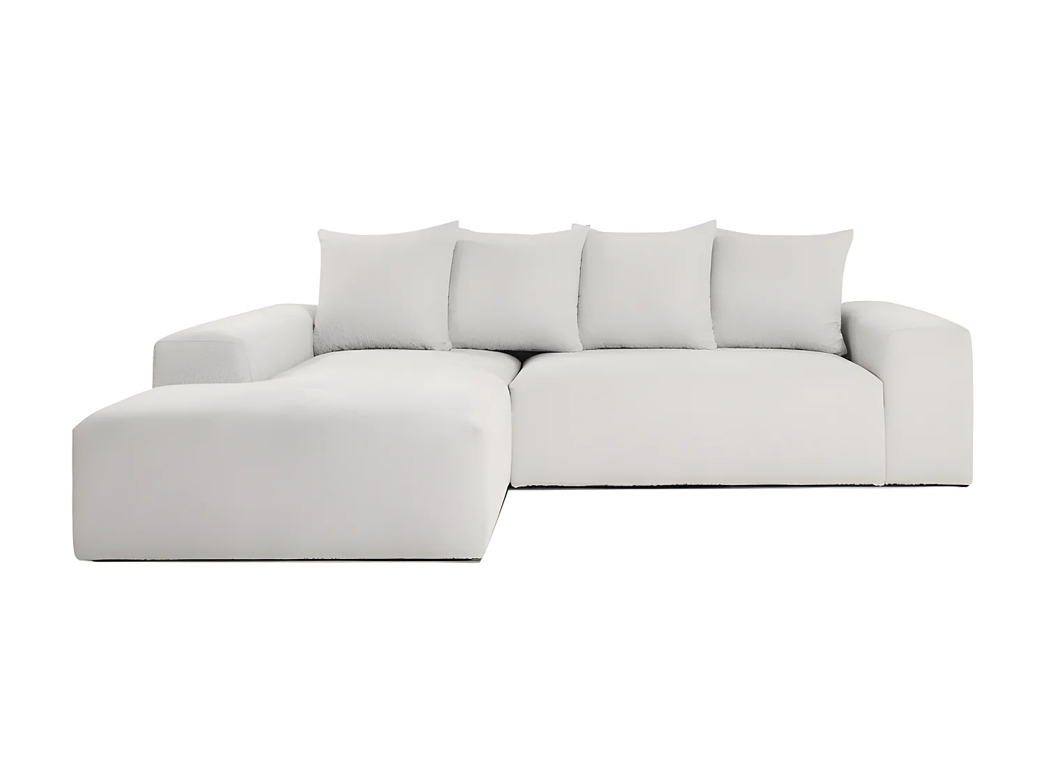 Canapé d'angle MODULA angle gauche blanc tissu bouclette