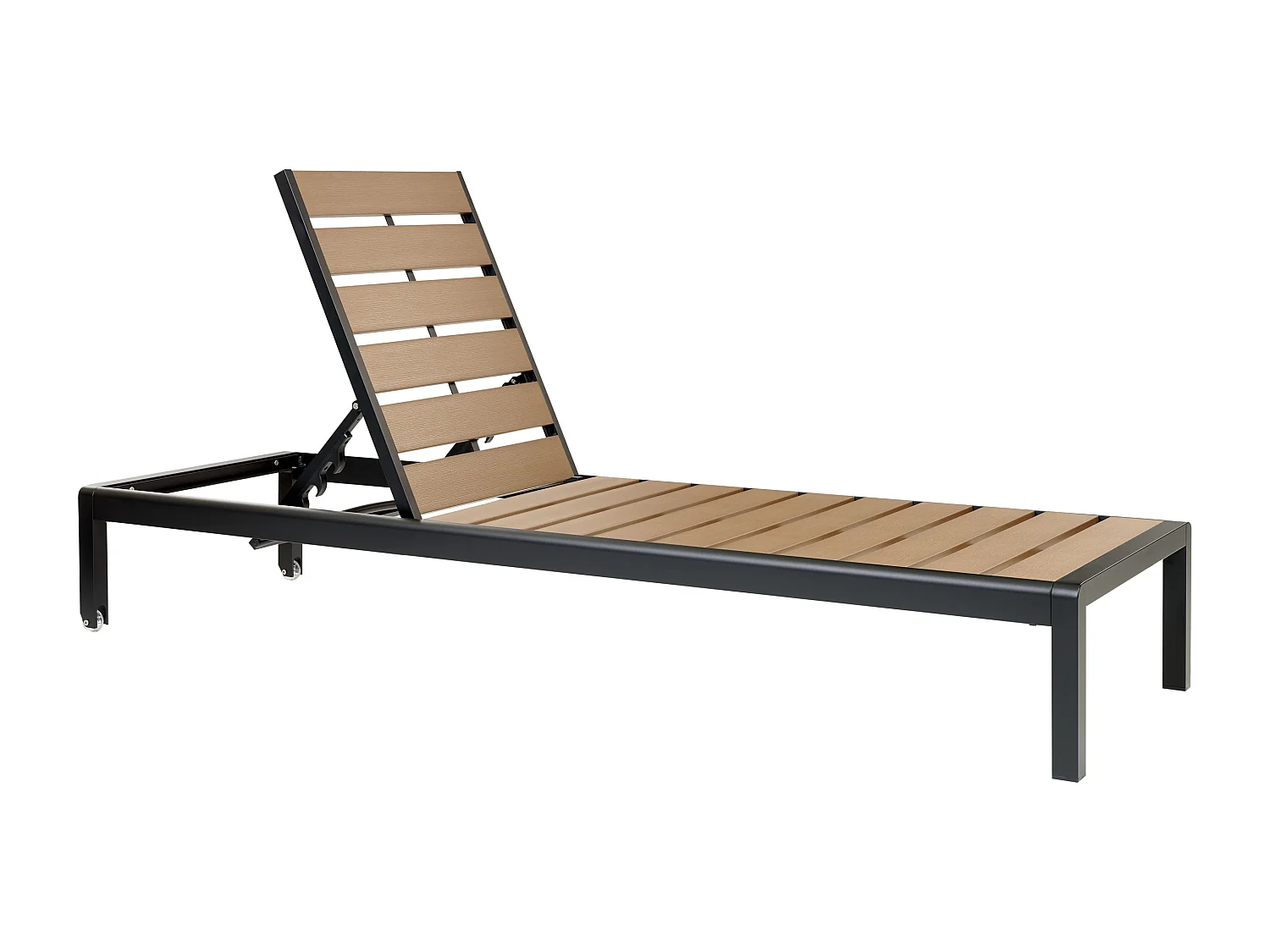 Gartenliege Kunstholz verstellbare Rückenlehne hellbraun / schwarz Nardo