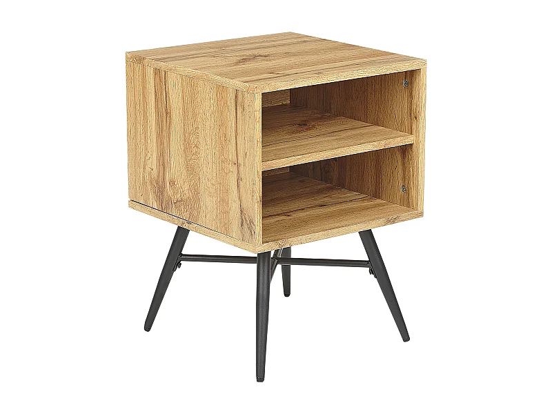 Minimalistischer Nachttisch Kommode 2 Offene Ablagen Helles Holz Finish Lubock