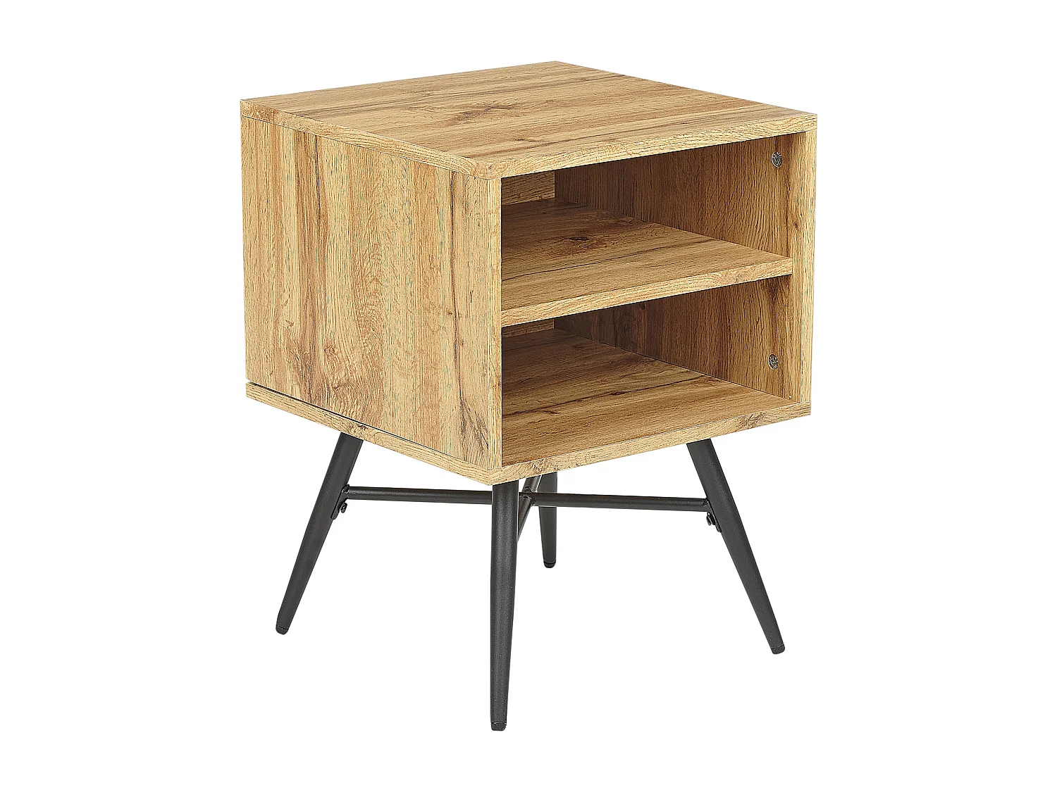 Minimalistischer Nachttisch Kommode 2 Offene Ablagen Helles Holz Finish Lubock