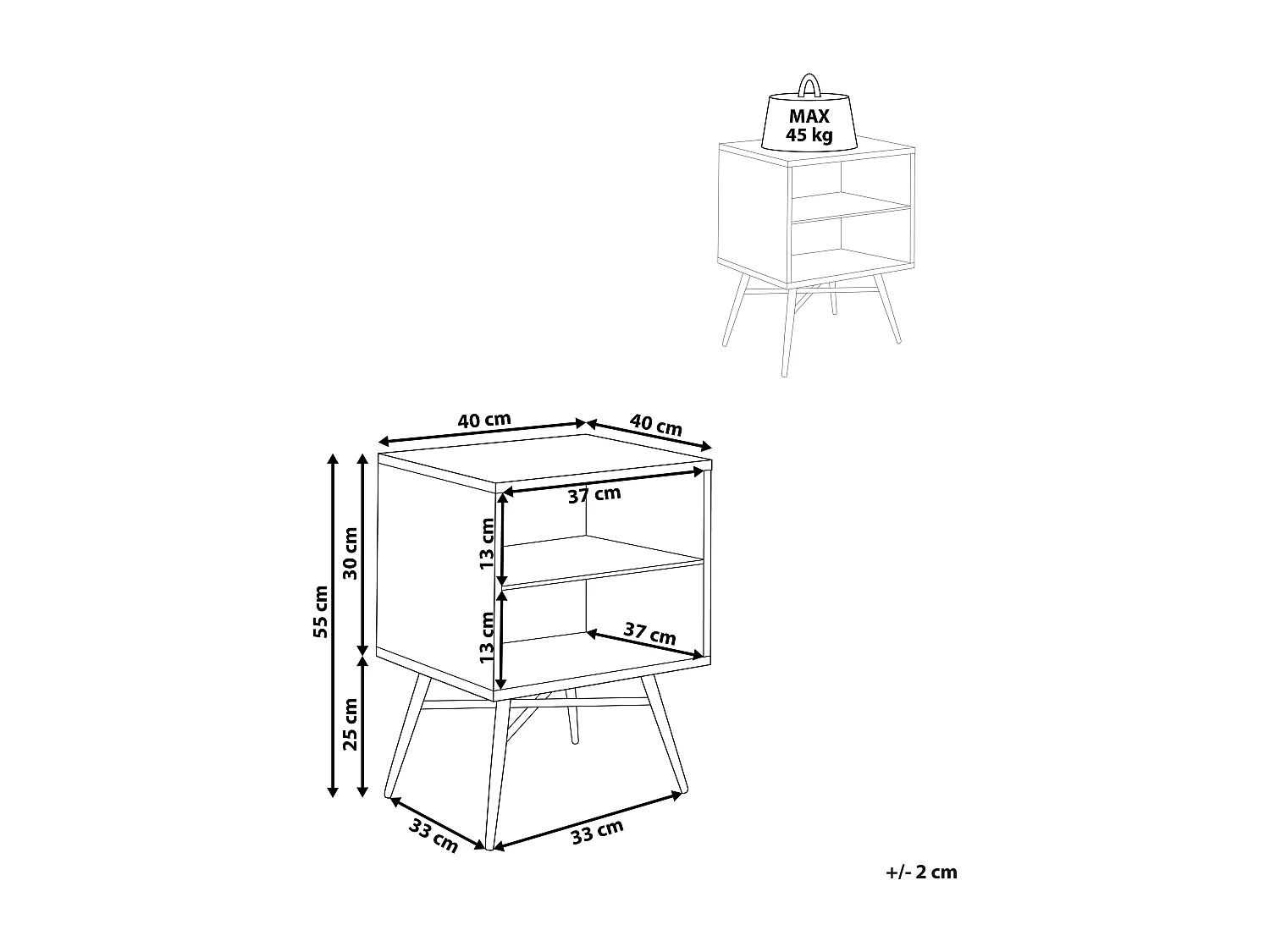 Minimalistischer Nachttisch Kommode 2 Offene Ablagen Helles Holz Finish Lubock