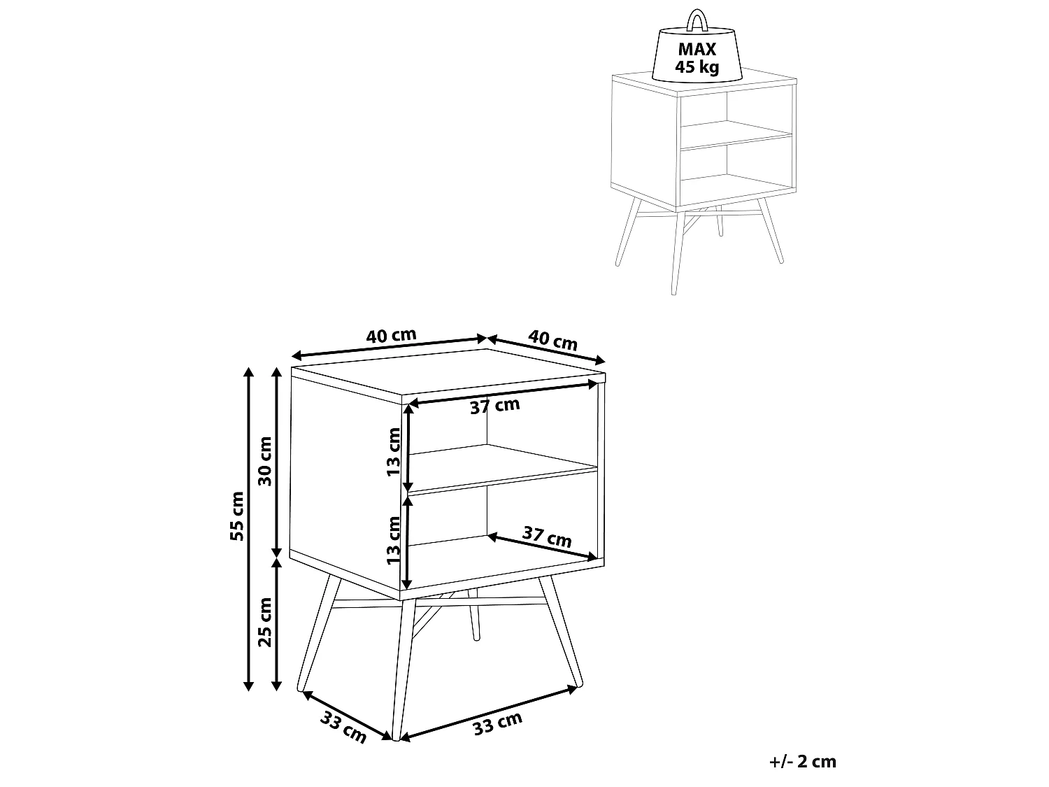 Bedside Table LUBOCK Light Brown