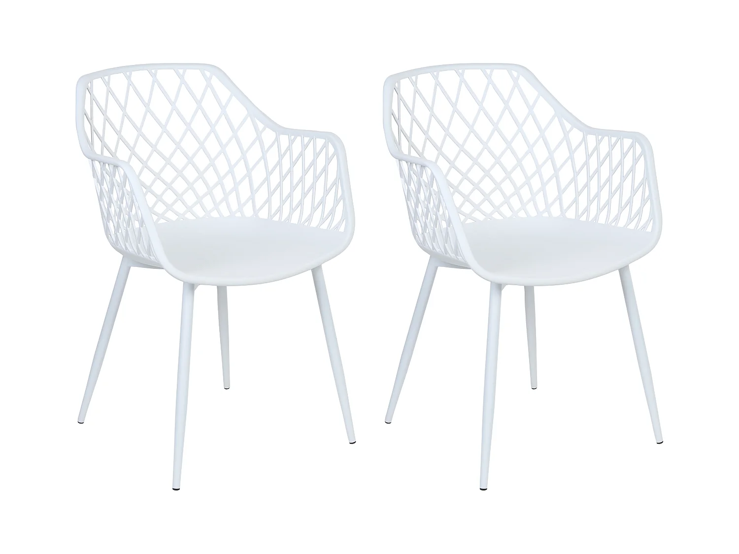 Esszimmerstuhl 2er Set weiß mit Rautenmuster Metallgestell Modern Nashua II