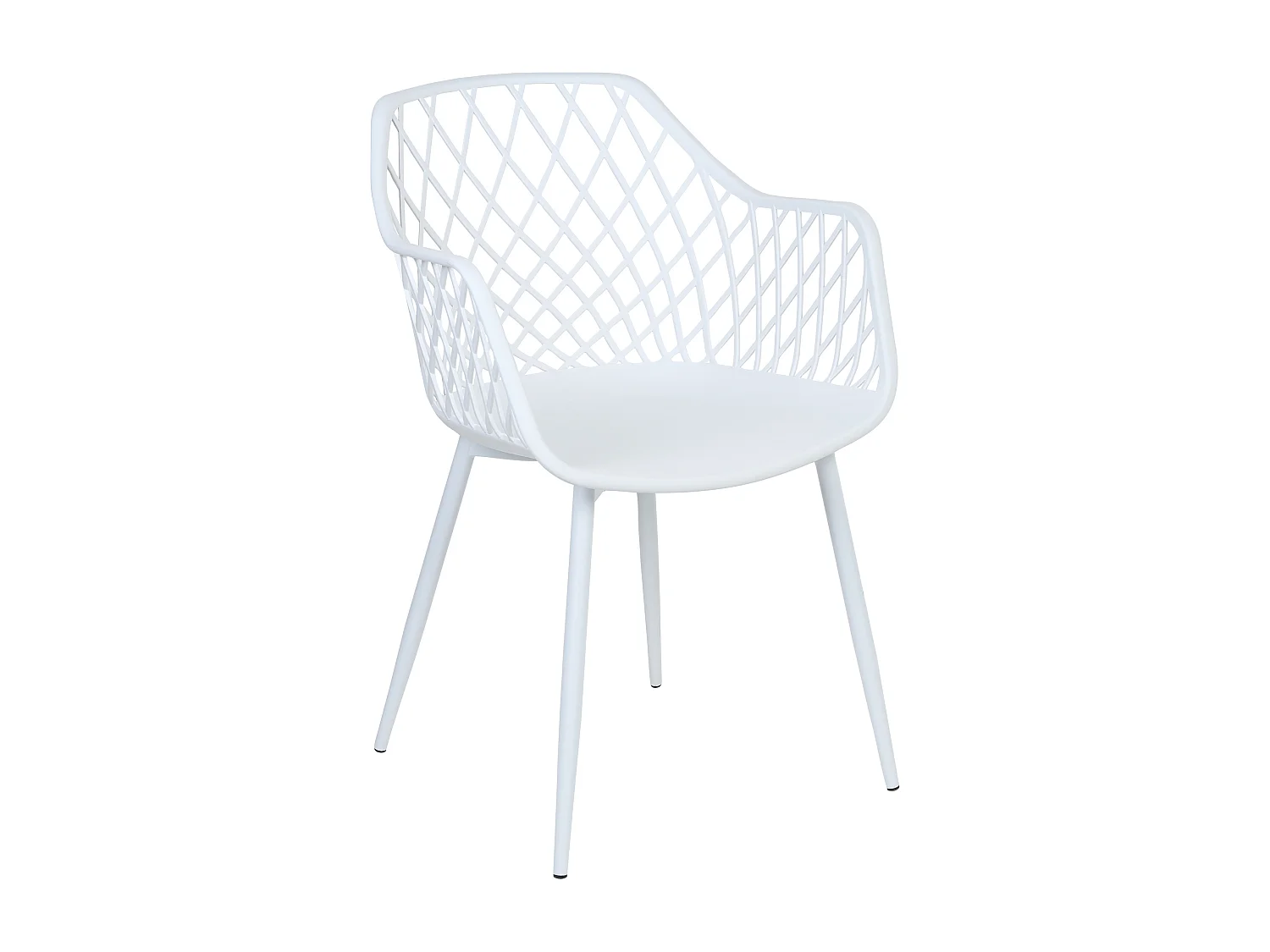 Esszimmerstuhl 2er Set weiß mit Rautenmuster Metallgestell Modern Nashua II