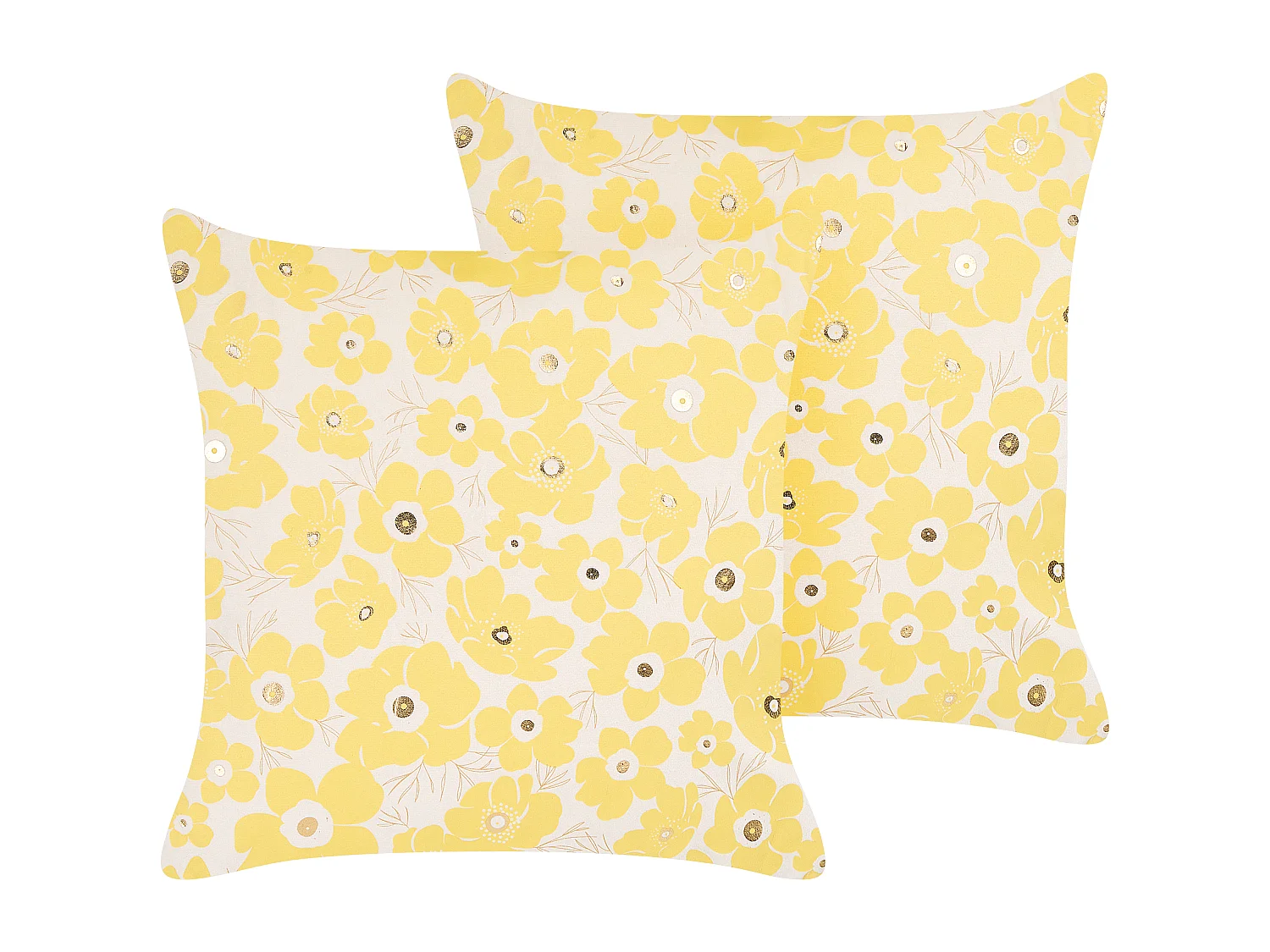 Conjunto de 2 almofadas decorativas TRITELEIA Veludo 45 x 45 cm Amarelo Padrão floral
