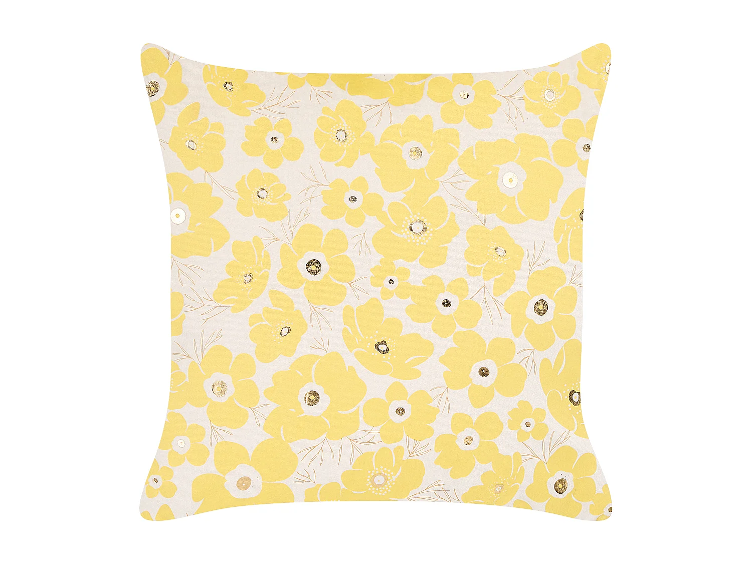 Conjunto de 2 almofadas decorativas TRITELEIA Veludo 45 x 45 cm Amarelo Padrão floral