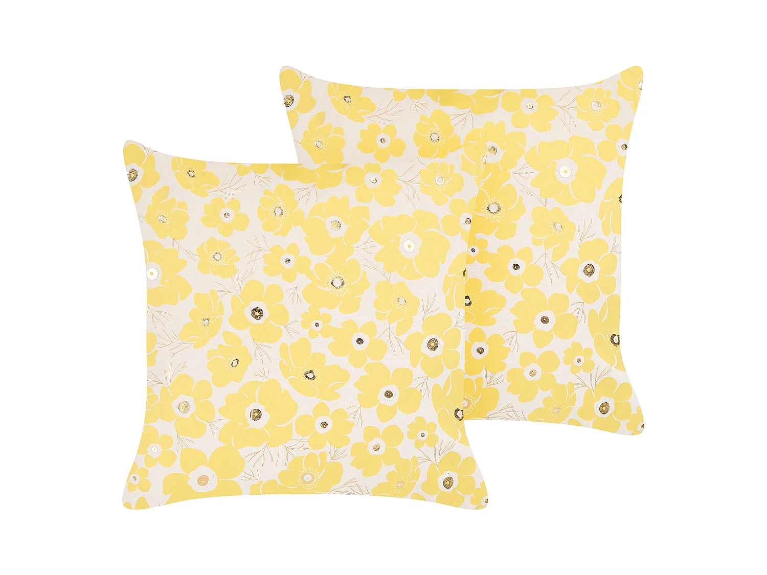 Lot de 2 coussins décoratifs TRITELEIA Velours 45 x 45 cm Jaune Motif floral