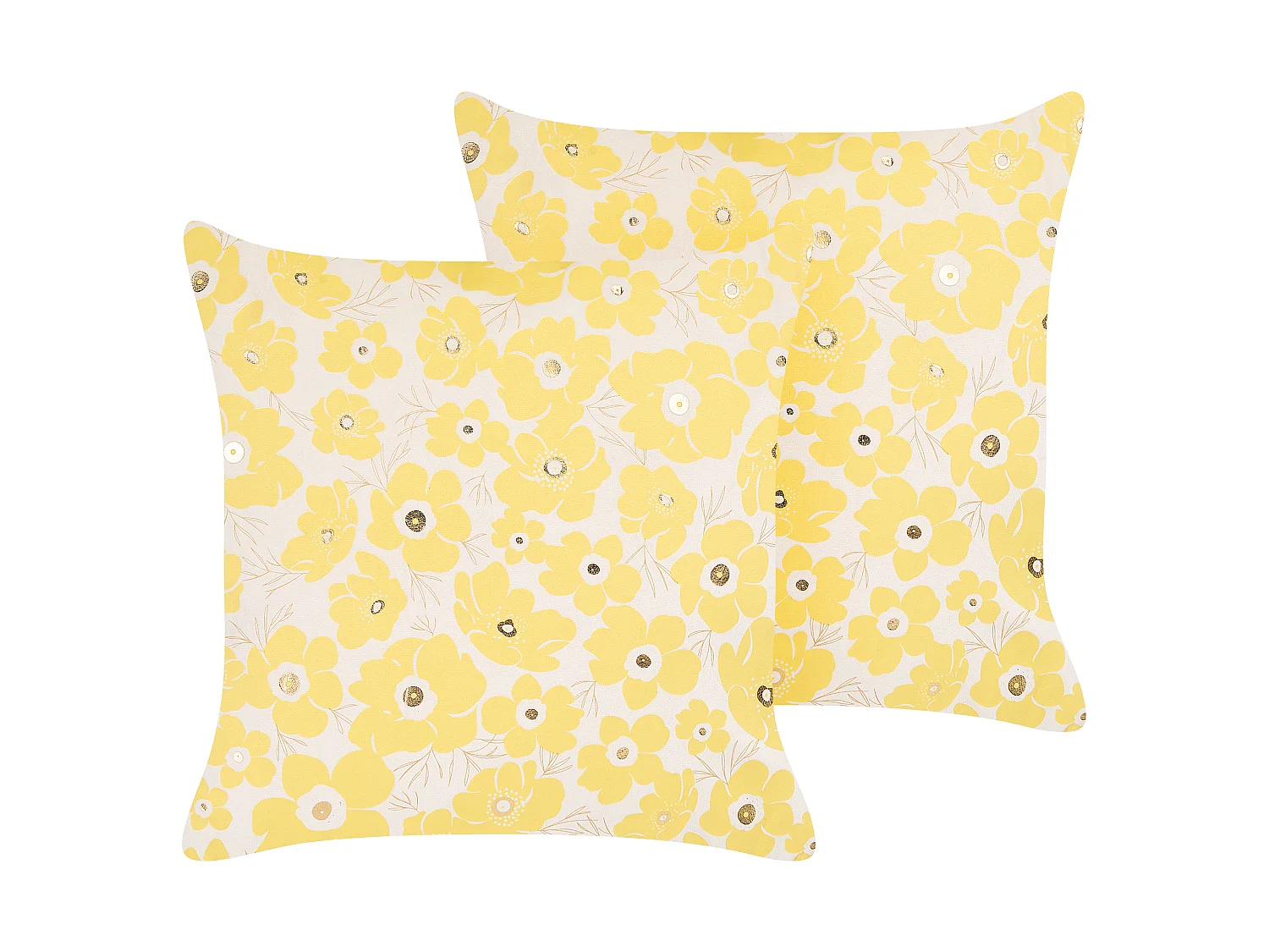 Lot de 2 coussins décoratifs TRITELEIA Velours 45 x 45 cm Jaune Motif floral