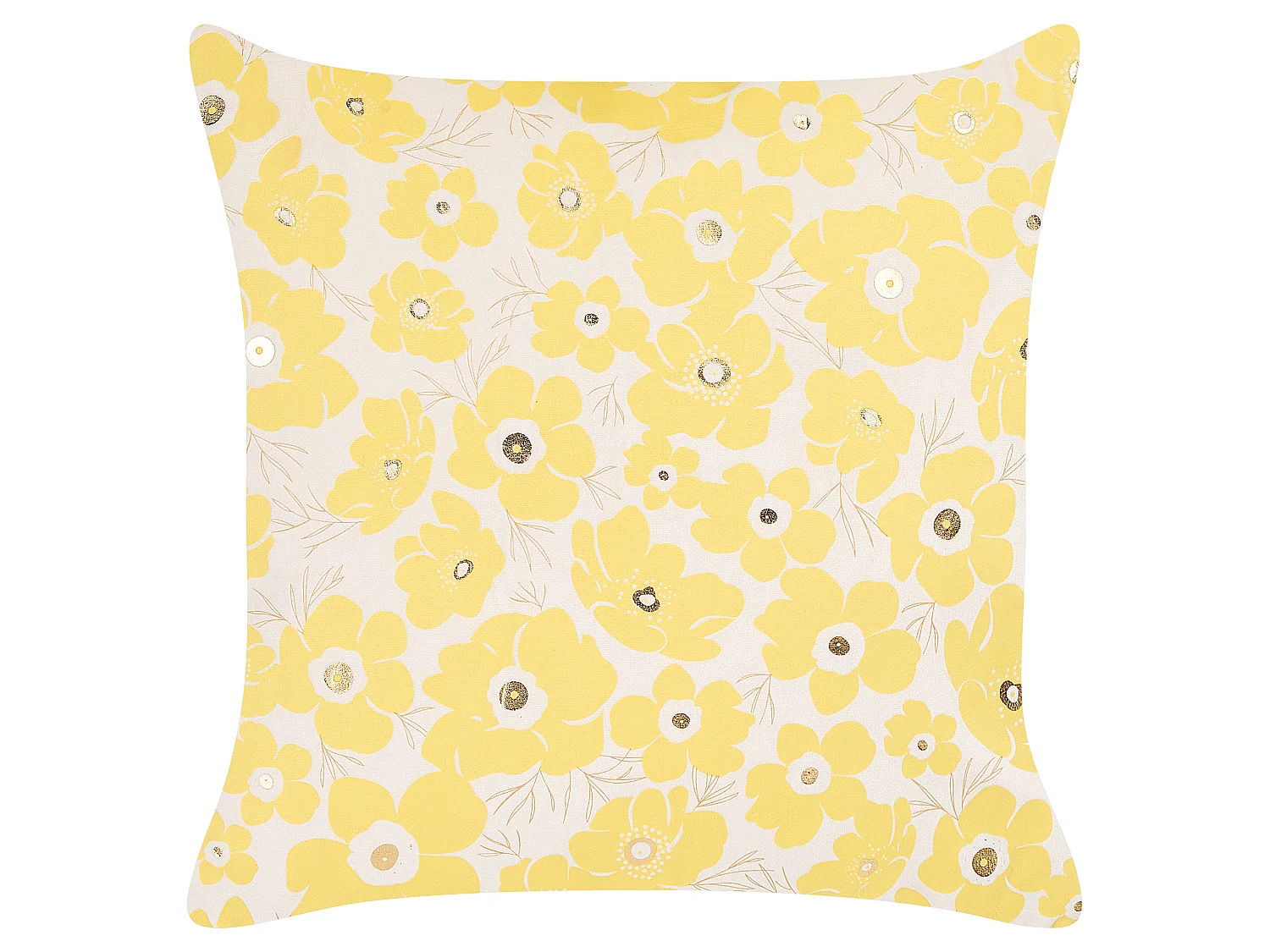 Lot de 2 coussins décoratifs TRITELEIA Velours 45 x 45 cm Jaune Motif floral