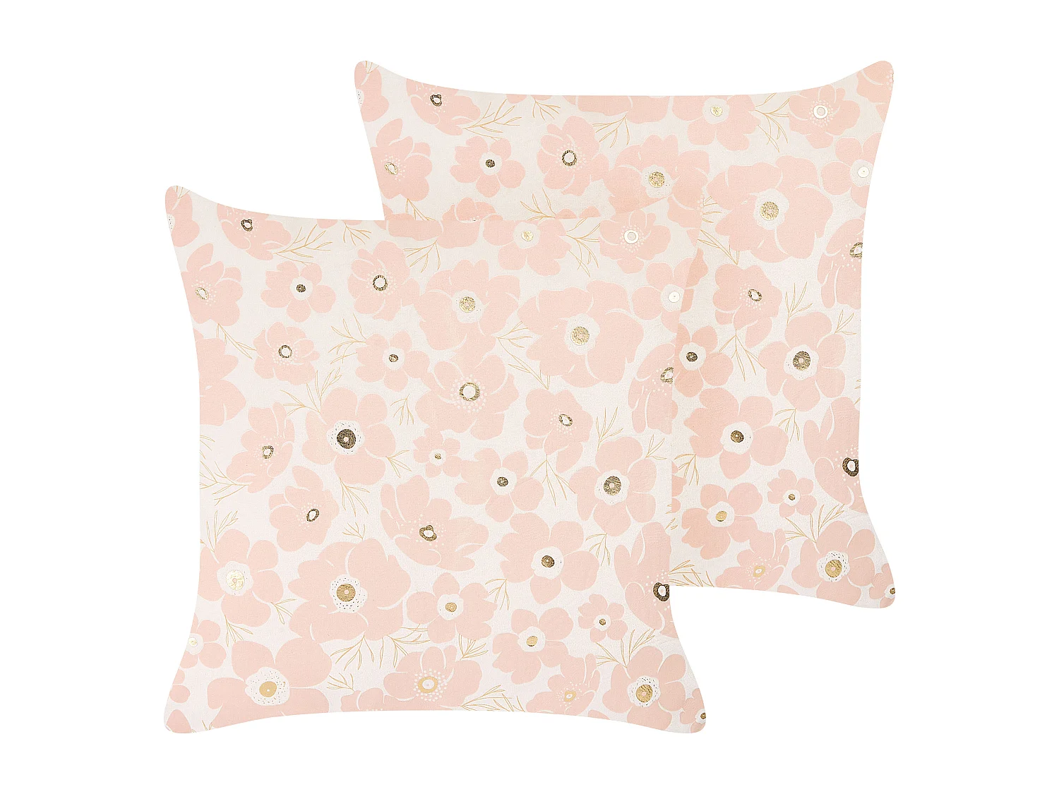 Dekokissen Samt rosa / beige 45 x 45 cm im 2er Set Blumen Muster Triteleia