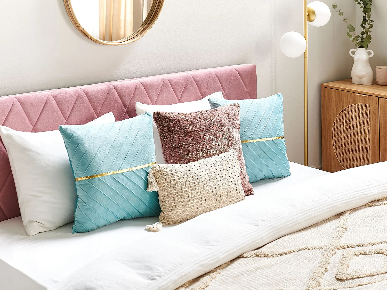 Zestaw 2 poduszek dekoracyjnych CONEFLOWER 45 x 45 cm Błękitny W paski