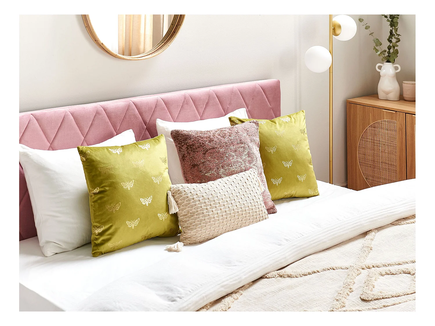 Conjunto de 2 cojines decorativos YUZURI Terciopelo 45 x 45 cm Verde claro Patrón animal