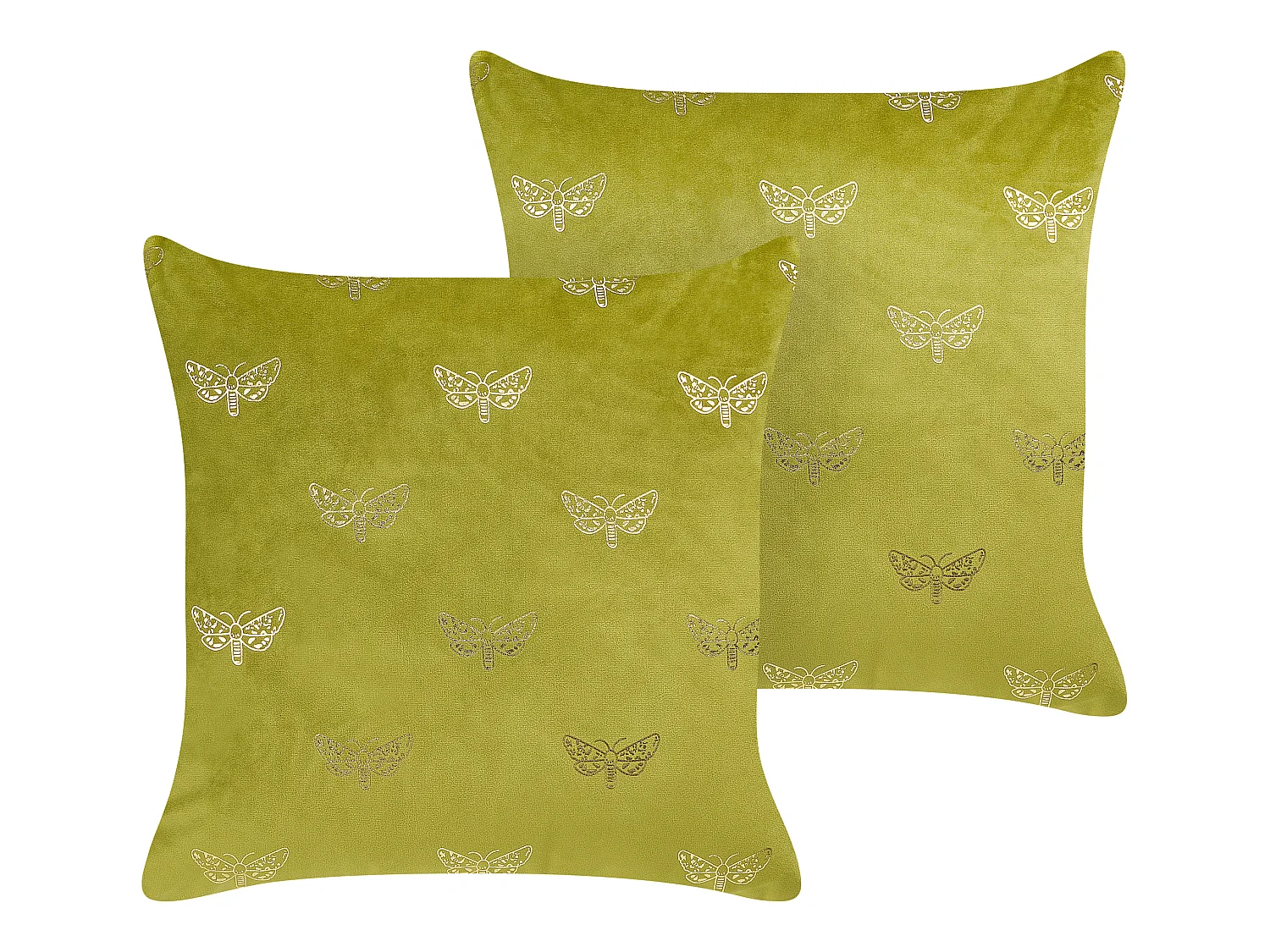 Lot de 2 coussins décoratifs YUZURI Velours 45 x 45 cm Vert clair Motif animal