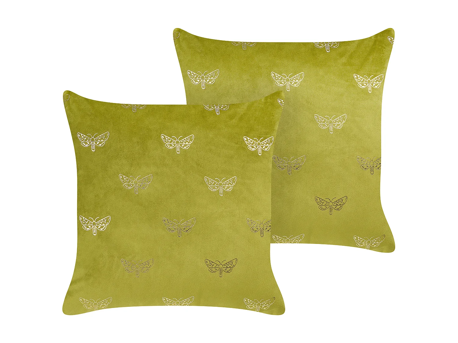 Lot de 2 coussins décoratifs YUZURI Velours 45 x 45 cm Vert clair Motif animal