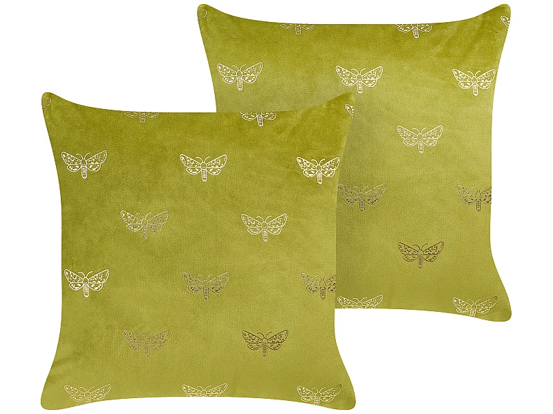 Set van 2 decoratieve kussens YUZURI Fluweel 45 x 45 cm Lichtgroen Dierenprint