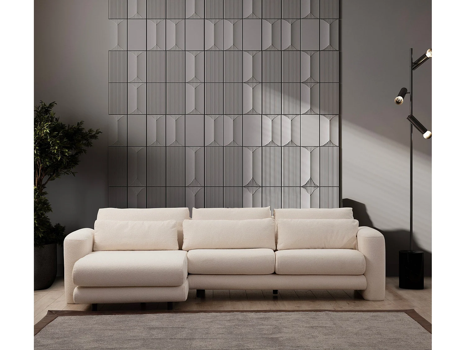 Sofá rinconero Altadena 333, De color marrón claro, 290x165x73cm