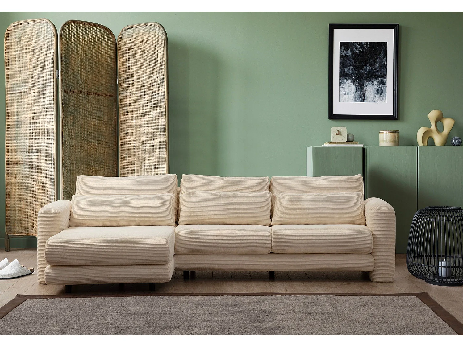 Sofá rinconero Altadena 333, De color marrón claro, 290x165x73cm