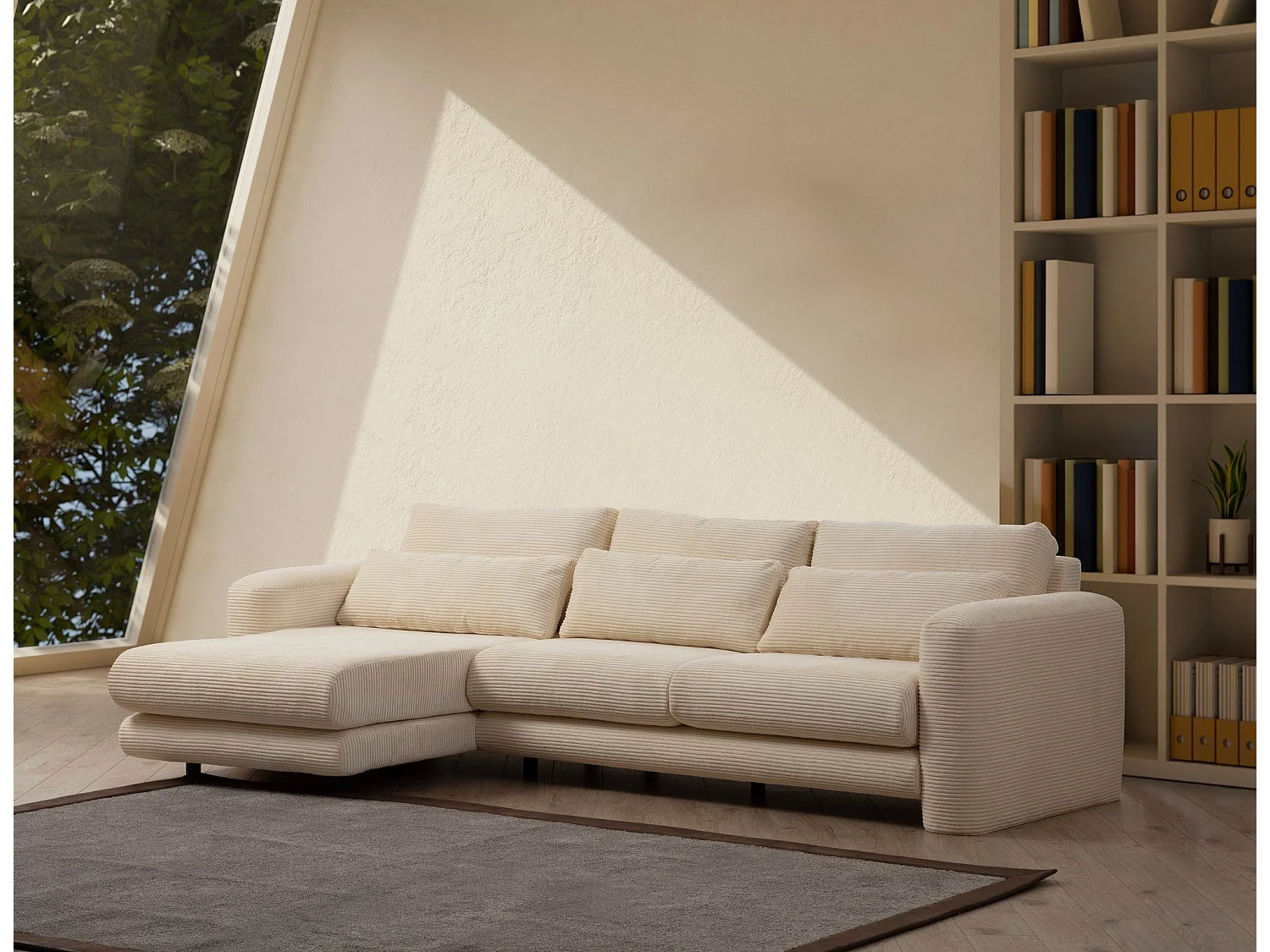 Sofá rinconero Altadena 333, De color marrón claro, 290x165x73cm