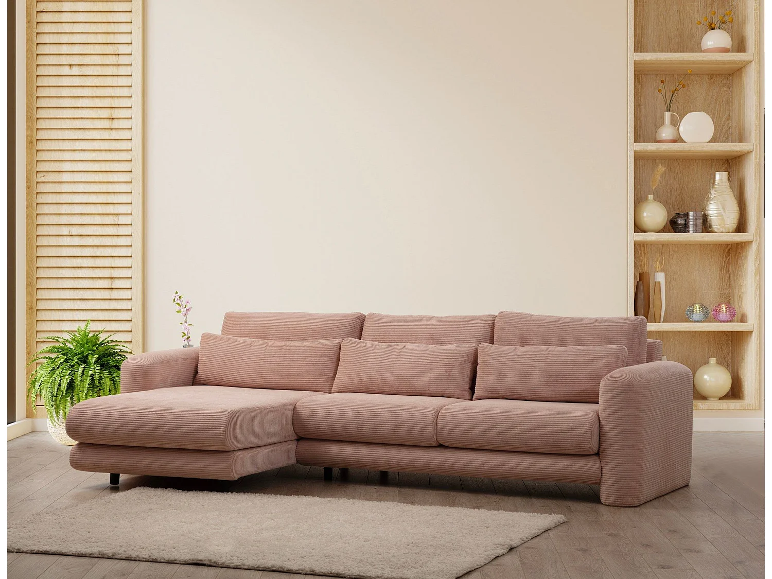 Sofá rinconero Altadena 333, Rosa, 290x165x73cm