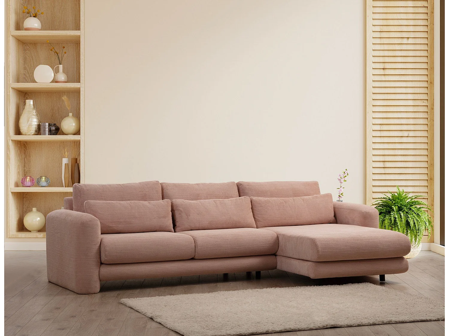 Sofá rinconero Altadena 333, Rosa, 290x165x73cm