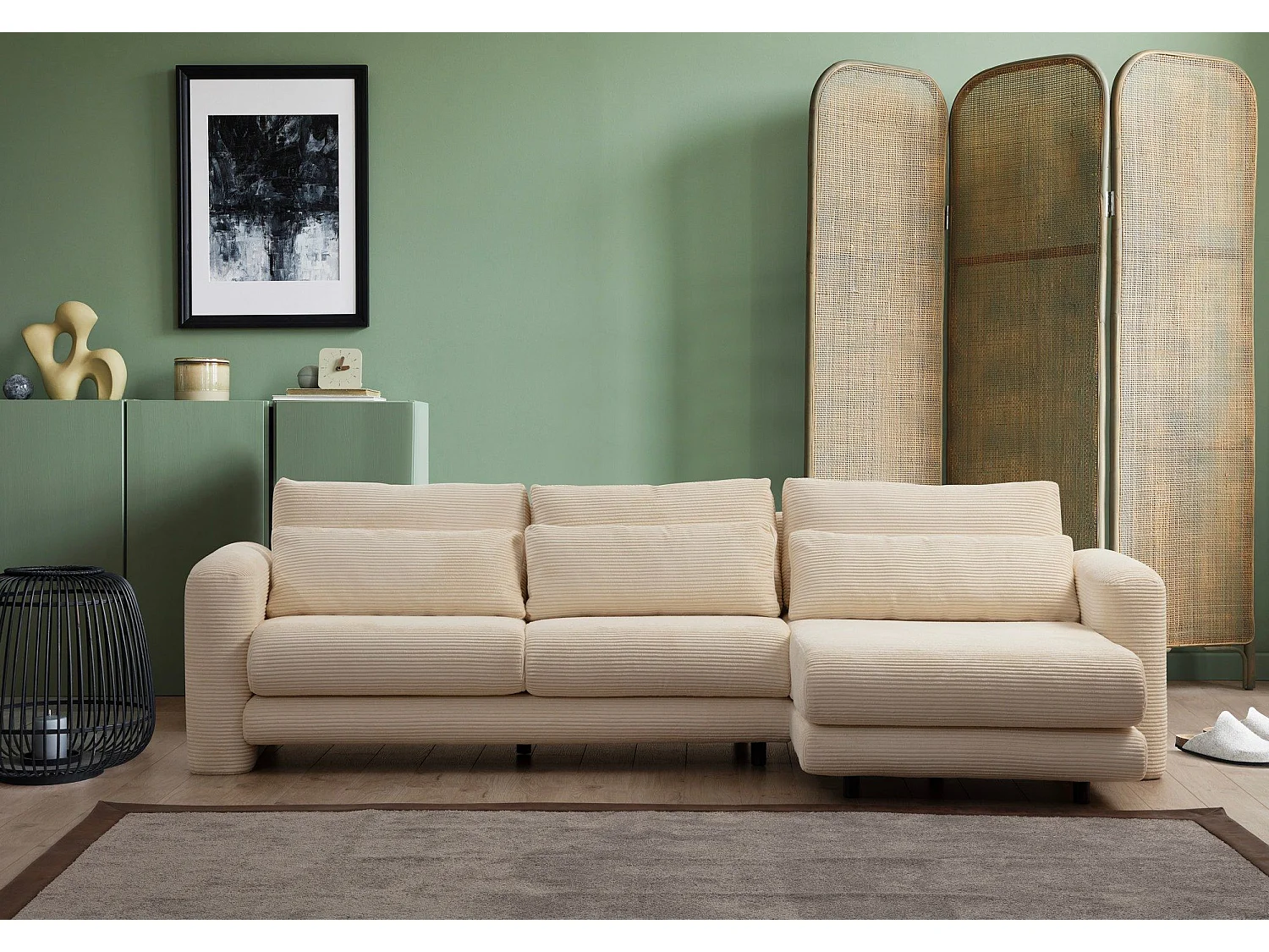 Sofá rinconero Altadena 333, De color marrón claro, 290x165x73cm