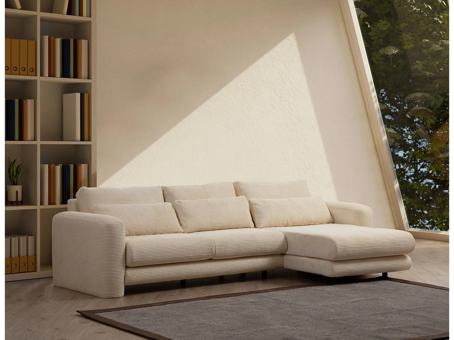 Sofá rinconero Altadena 333, De color marrón claro, 290x165x73cm