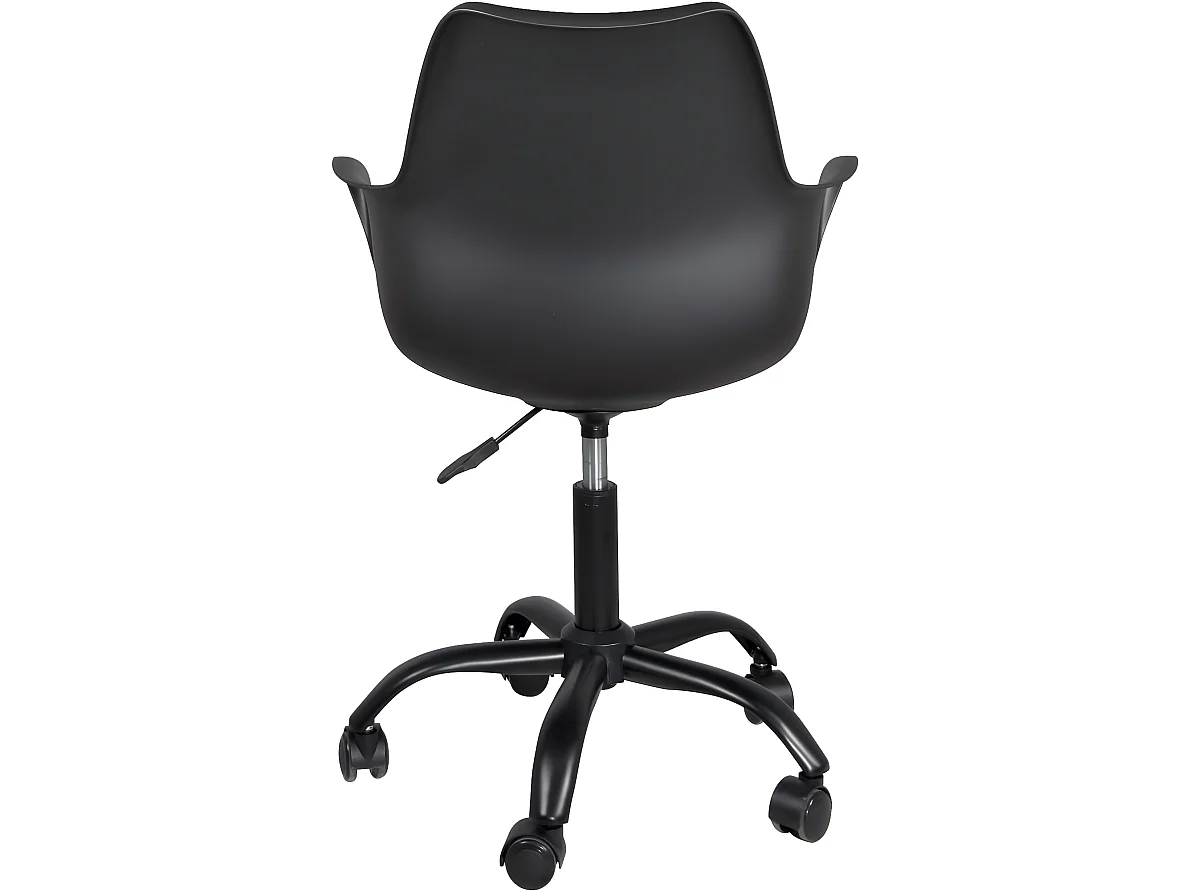 Chaise Bureau design coussin accoudoir hauteur réglable pivotant pied métal roulettes MOTO (Noir)