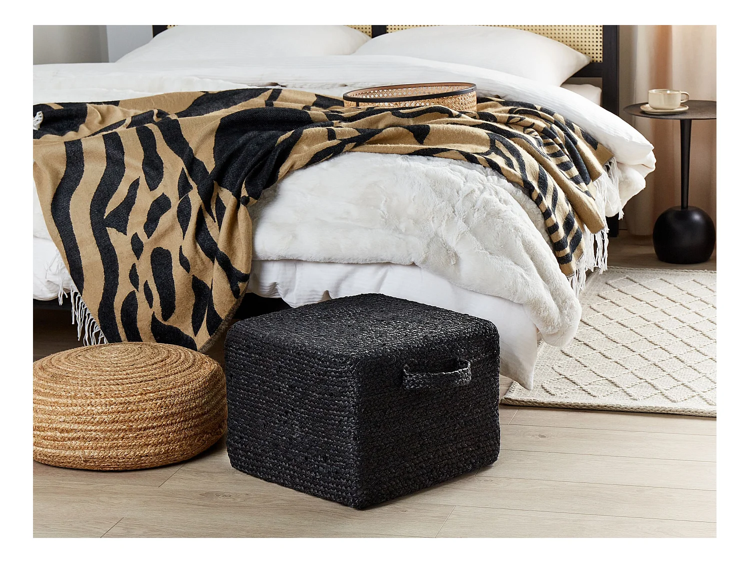 Pouf DHADAR Jute Noir