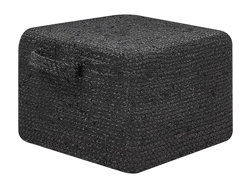 Pouf aus Jute schwarz 45x45x30 cm Sitzhocker im Boho Stil Dhadar