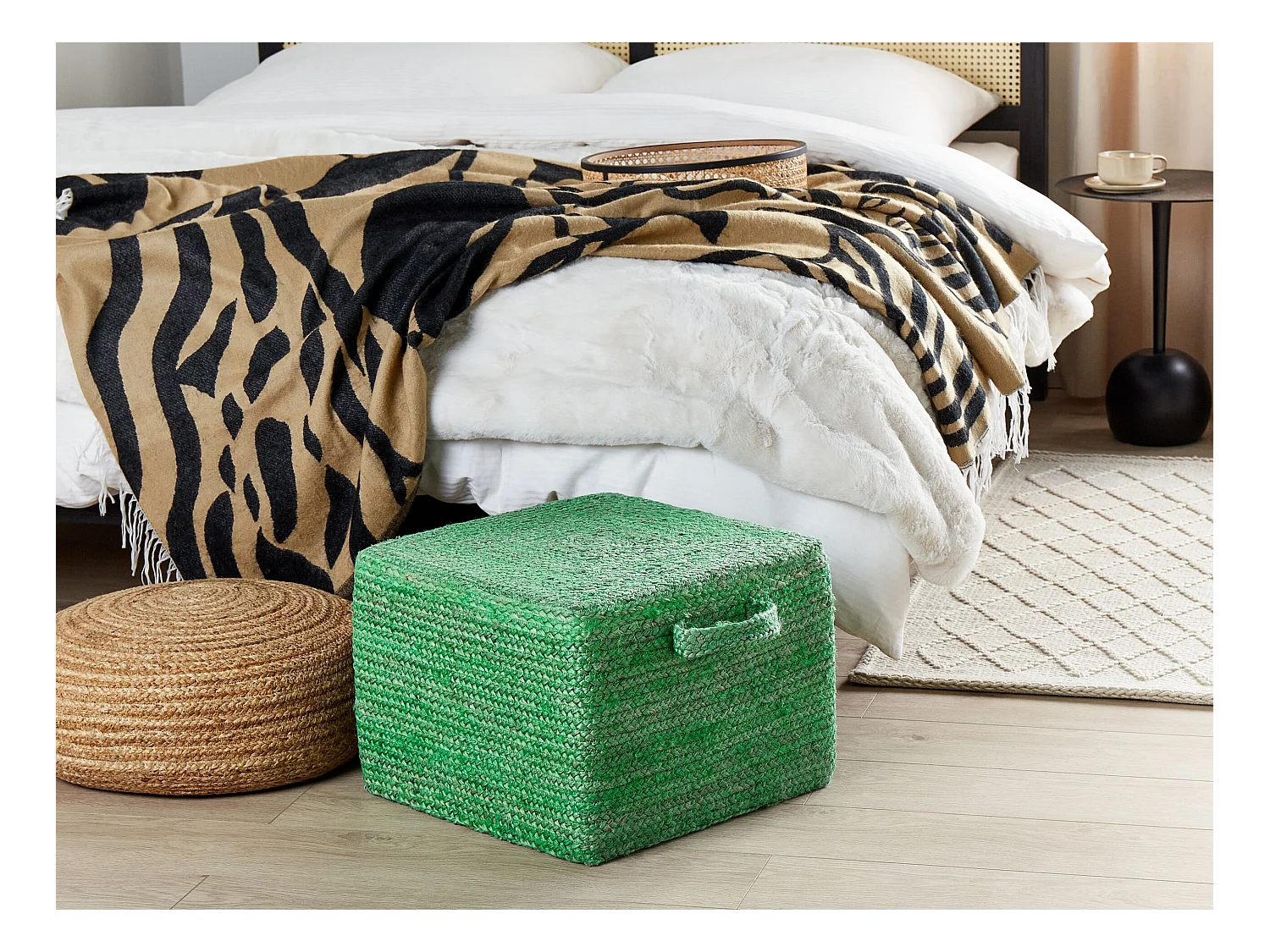 Pouf DHADAR Jute Grün 45 cm 45 cm 30 cm