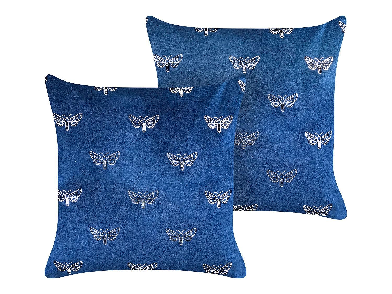 Lot de 2 coussins décoratifs YUZURI Velours 45 x 45 cm Bleu marine Motif animal