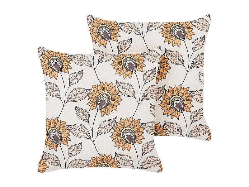 Lot de 2 coussins décoratifs TUBEROSE 45 x 45 cm Multicolore Motif floral