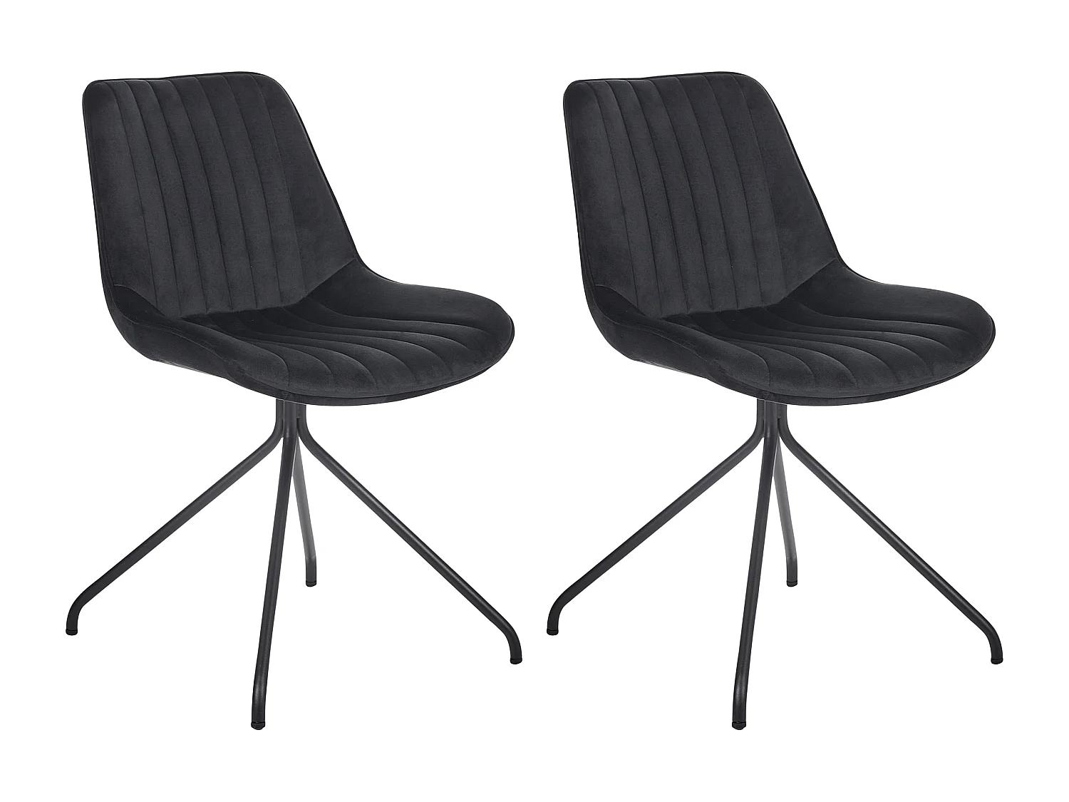 Esszimmerstuhl 2er Set Samtstoff Metallbeine schwarz Glam Retro Navasota
