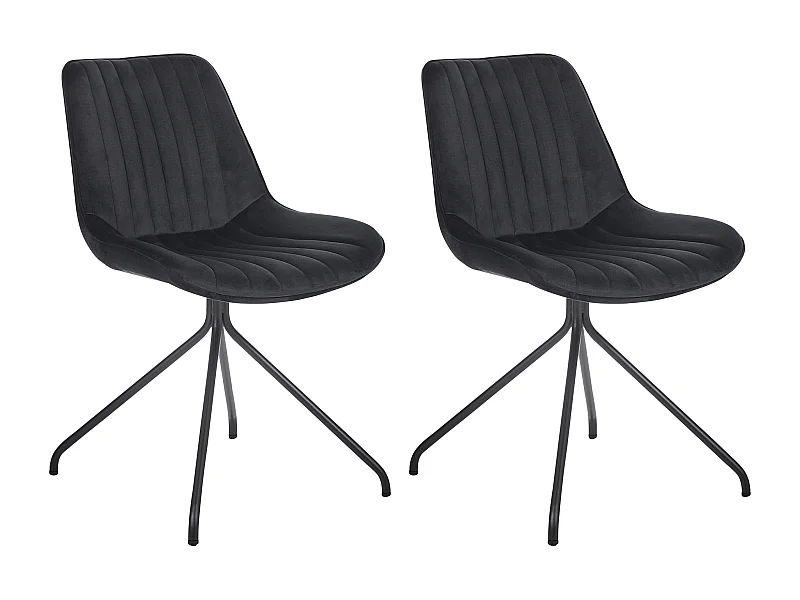 Esszimmerstuhl 2er Set Samtstoff Metallbeine schwarz Glam Retro Navasota