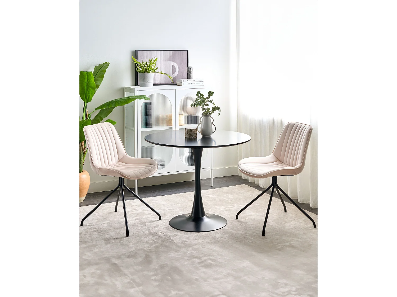 Conjunto de 2 cadeiras de jantar NAVASOTA Veludo Creme