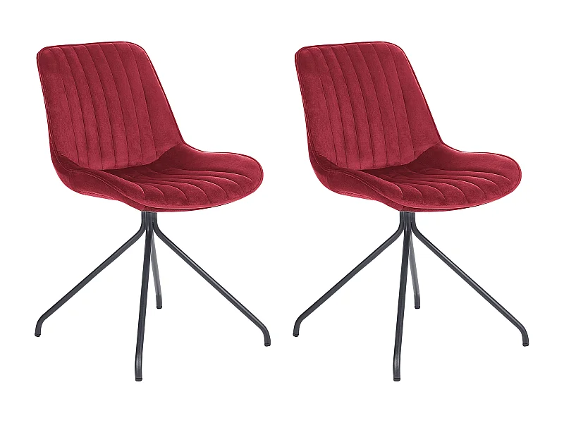 Esszimmerstuhl 2er Set Samtstoff rot Metallbeine schwarz Glam Retro Navasota