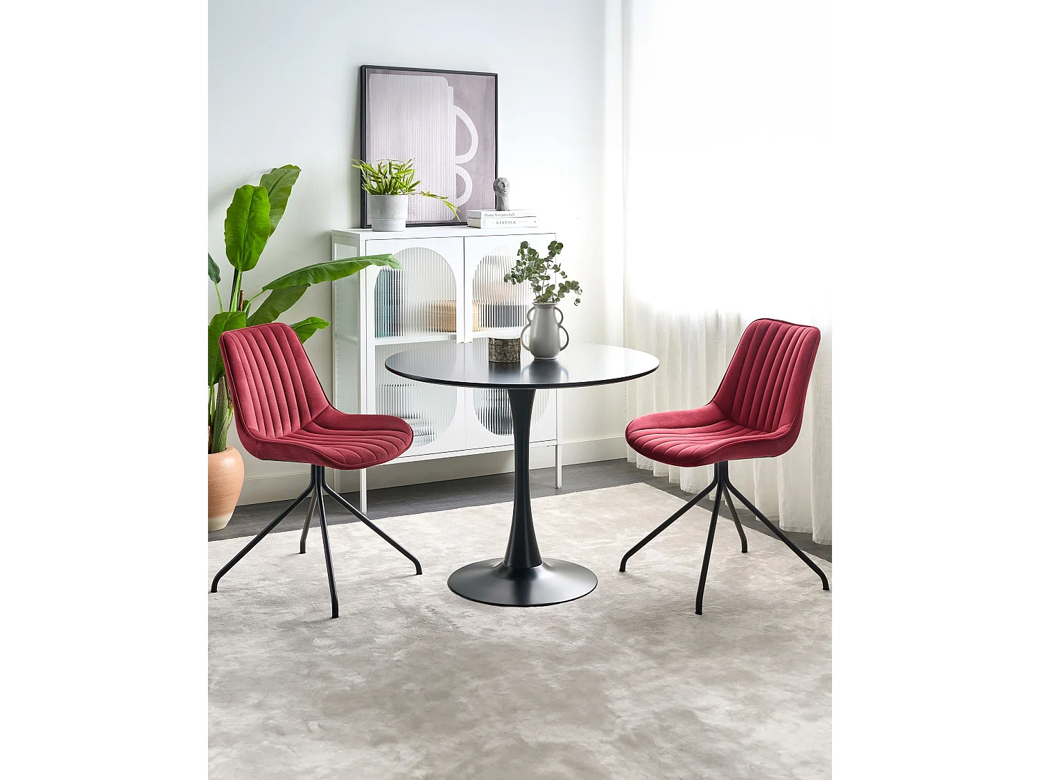 Set di 2 sedie da pranzo NAVASOTA Velluto Rosso scuro