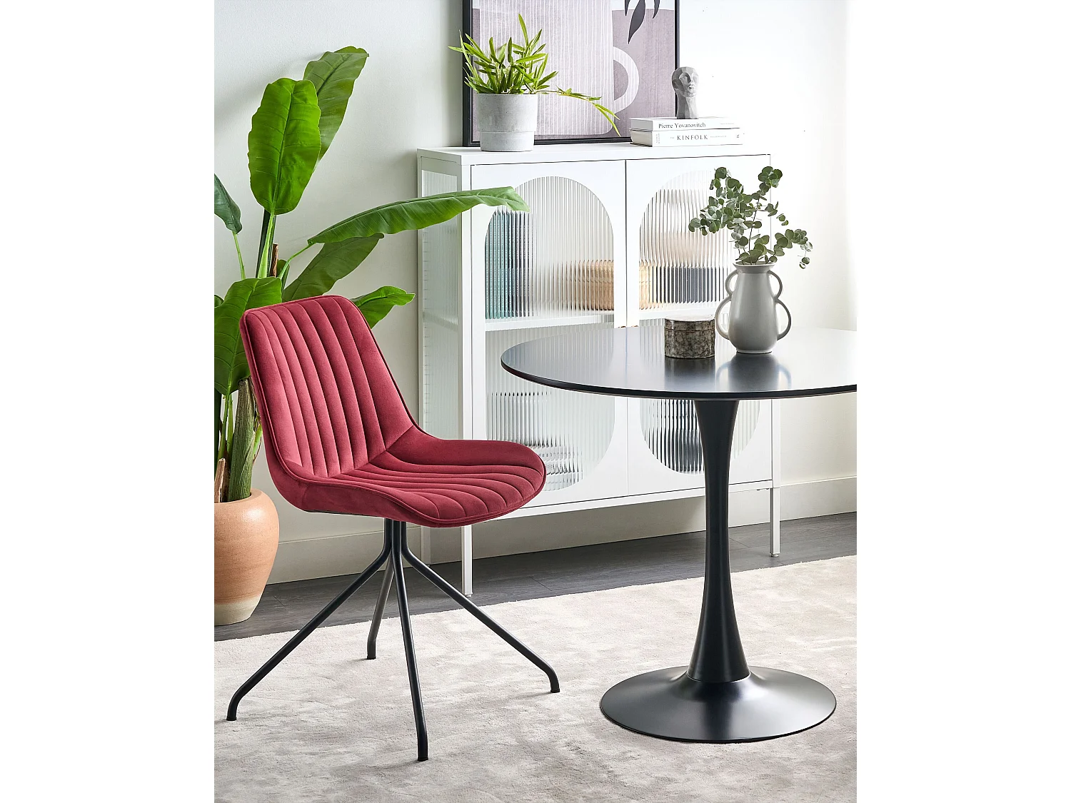 Lot de 2 chaises de salle à manger NAVASOTA Velours Rouge foncé
