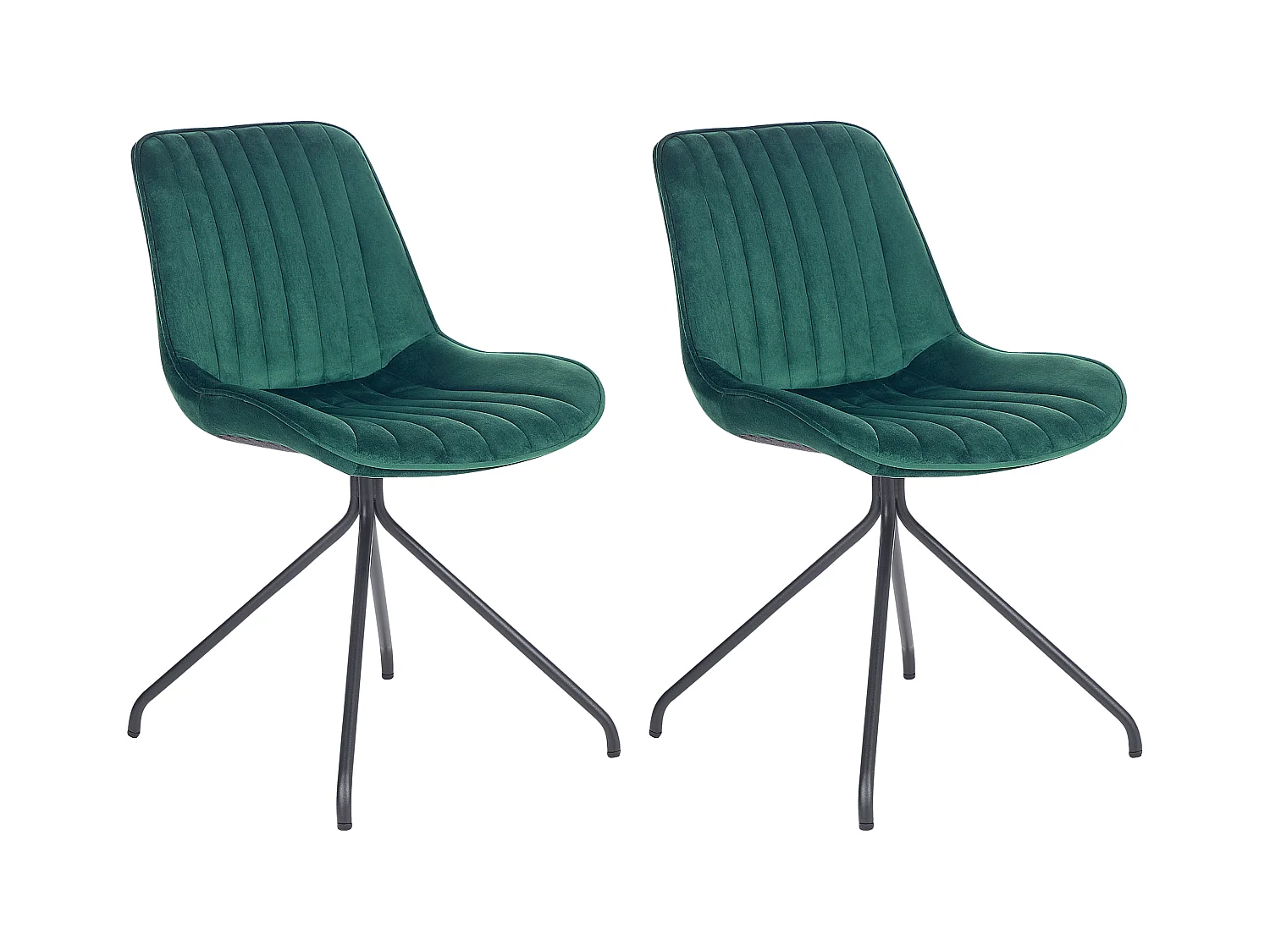 Esszimmerstuhl 2er Set Samtstoff grün Metallbeine schwarz Glam Retro Navasota