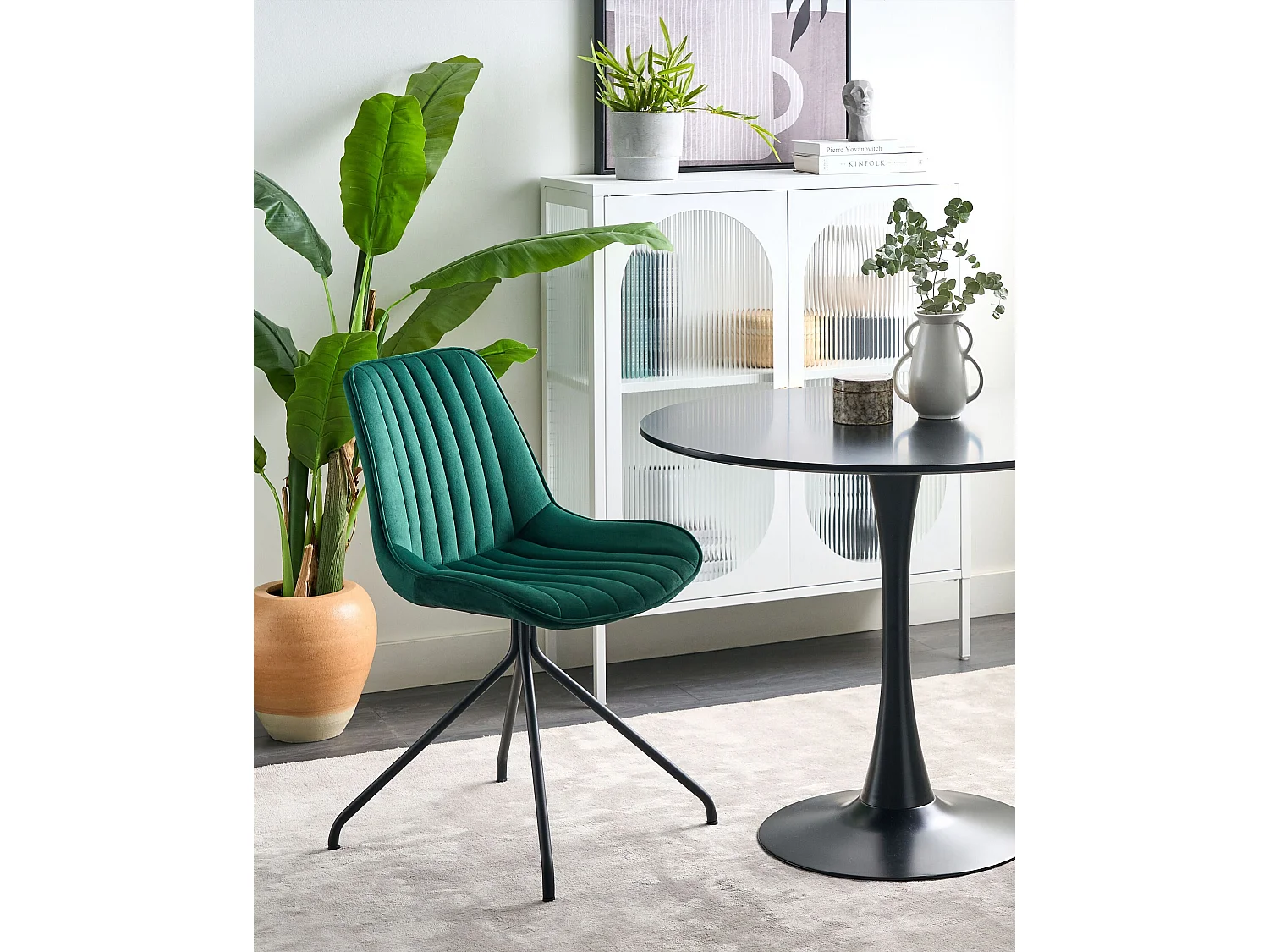 Lot de 2 chaises de salle à manger NAVASOTA Velours Vert émeraude