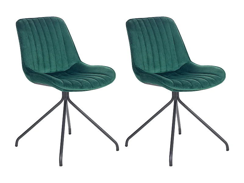 Esszimmerstuhl 2er Set Samtstoff grün Metallbeine schwarz Glam Retro Navasota