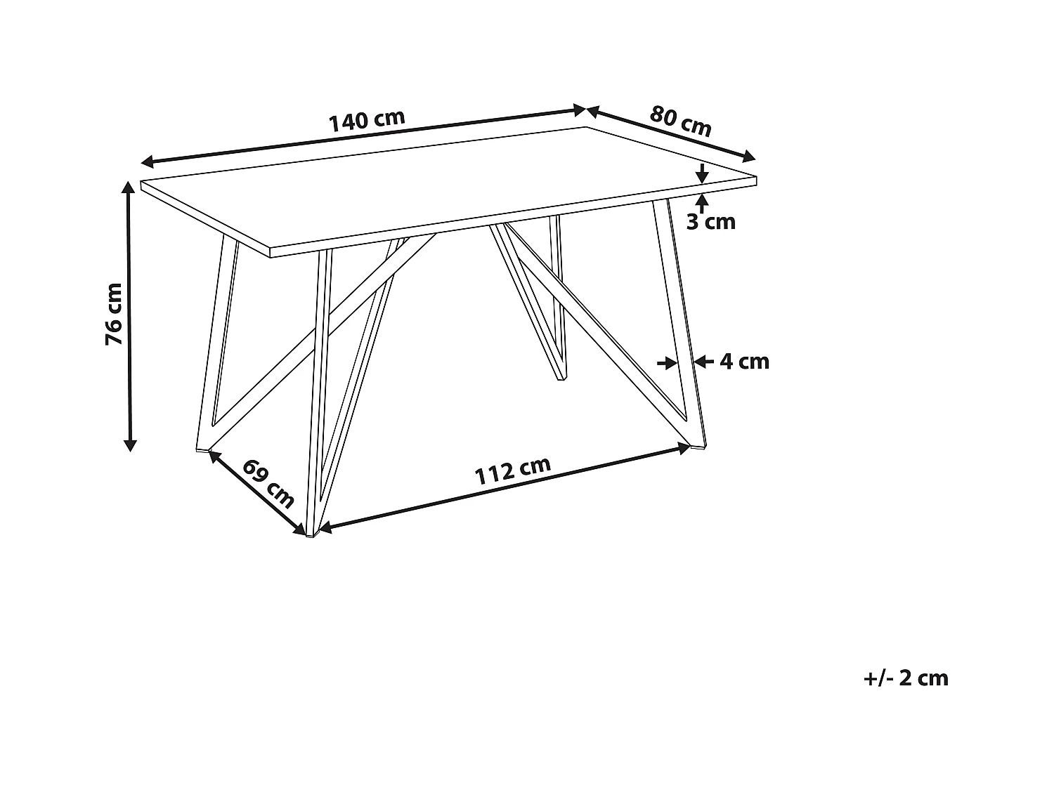 Table de repas ANNIKA Noir 140 cm 80 cm