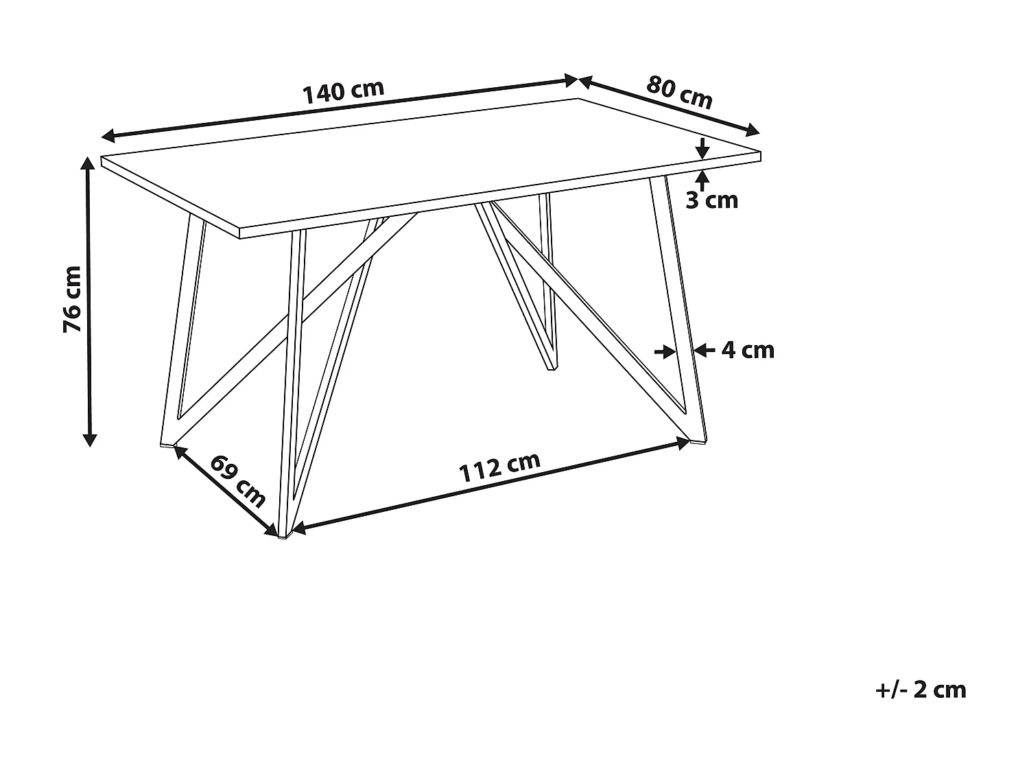 Table de repas ANNIKA Noir 140 cm 80 cm