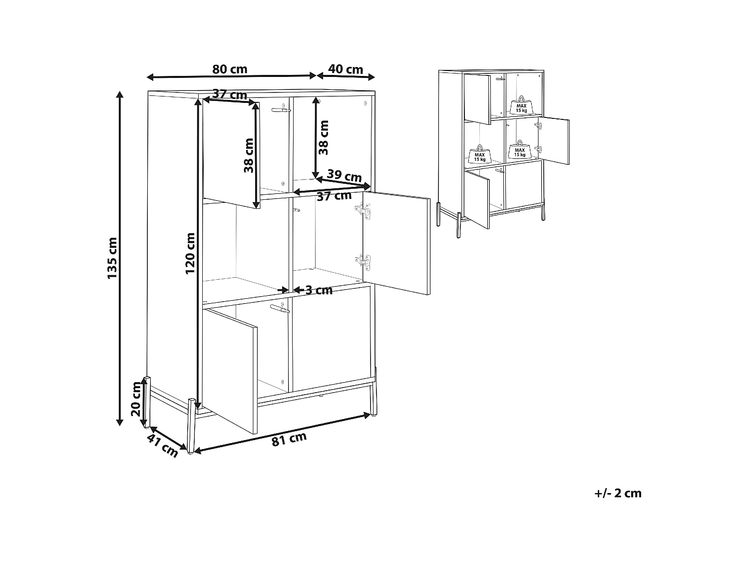 Meuble de rangement MOINES 135 cm Marron/noir