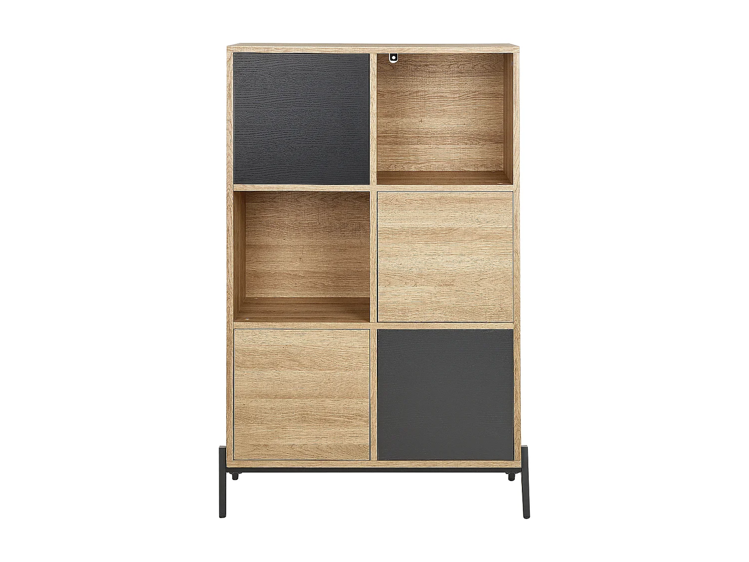 Bücherregal 4 Fächer 2 offene Regale Helles Holz und Grau Moines