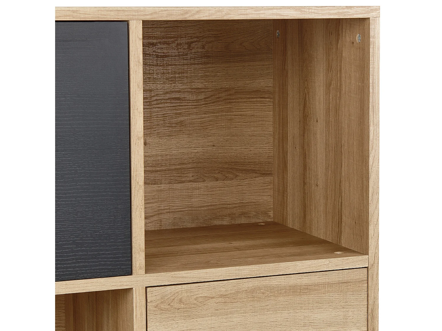 Bücherregal 4 Fächer 2 offene Regale Helles Holz und Grau Moines