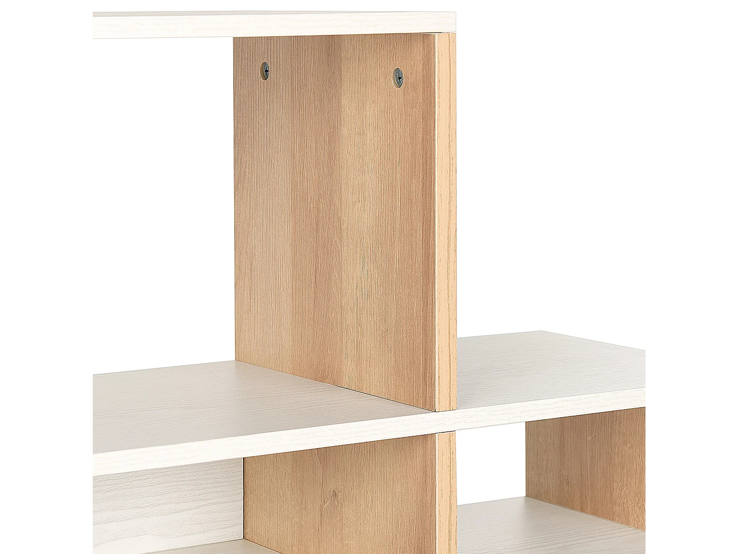 Bücherregal mit 5 Fächern und offener Rückwand aus hellem Holz und weißem Amarilo