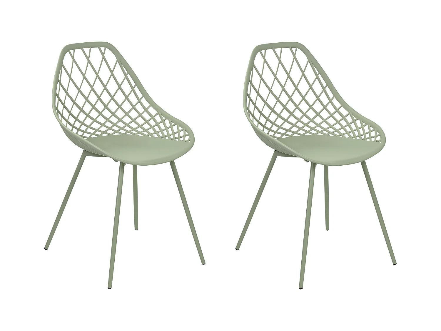 Esszimmerstuhl 2er Set Kunststoff grün mit Metallgestell Modern Canton II