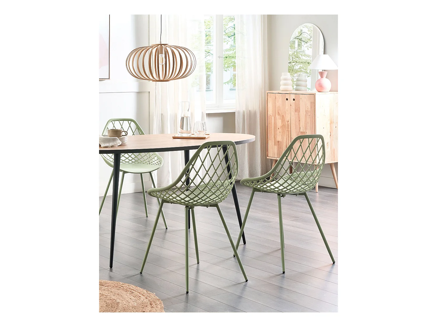 Esszimmerstuhl 2er Set Kunststoff grün mit Metallgestell Modern Canton II